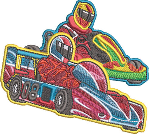 Embroidery Design: Go Karts 3 sizes