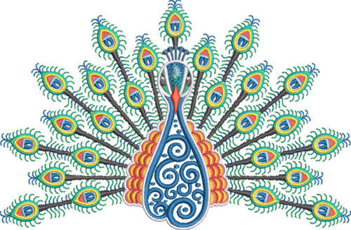 Embroidery Design: Graphic Peacock 3 sizes