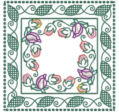 floral frame block embroidery design
