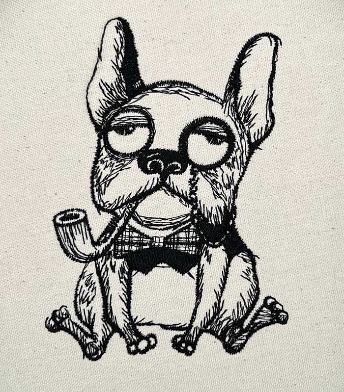 Bulldog_sewout | Embroidery Legacy bulldog smoking pipe embroidery design