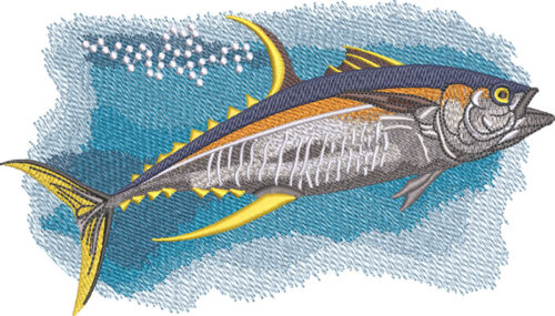 Embroidery Design: Yellowfin Tuna 3 sizes
