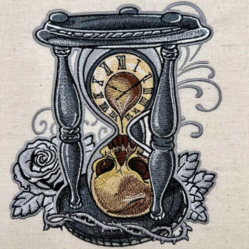 skull hourglass embroidery design