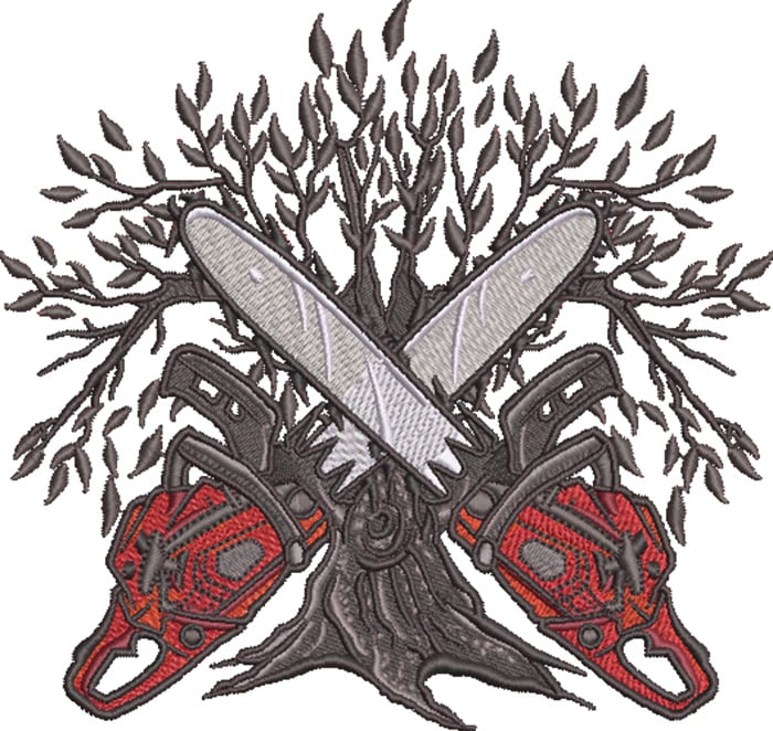 K-8060CrossedChainsaws_L | Embroidery Legacy