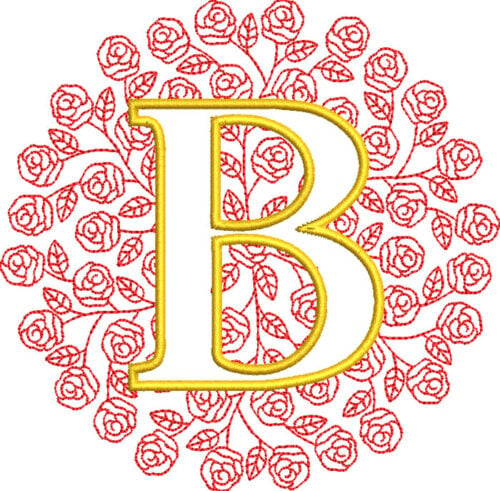 Embroidery Design: Rose Monogram B 3 sizes