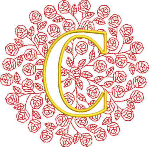 Embroidery Design: Rose Monogram C 3 sizes