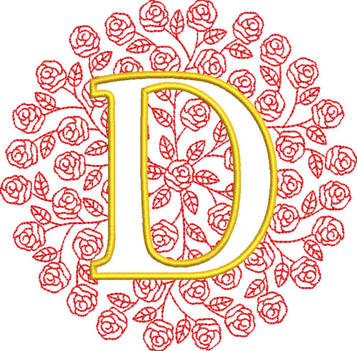 D_RoseMono_5 | Embroidery Legacy rose monogram embroidery design