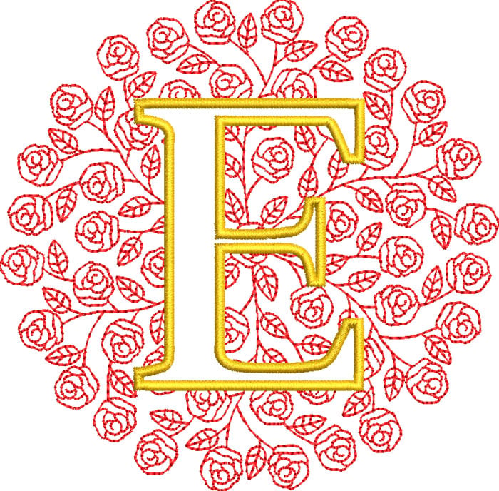 E_RoseMono_5 | Embroidery Legacy rose monogram embroidery design