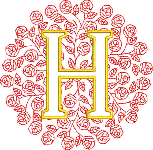rose monogram embroidery design