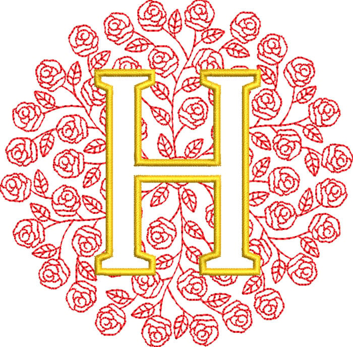 H_RoseMono_5 | Embroidery Legacy rose monogram embroidery design