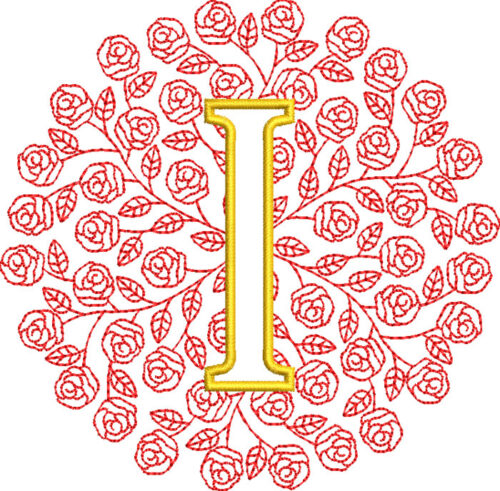 Embroidery Design: Rose Monogram I 3 sizes