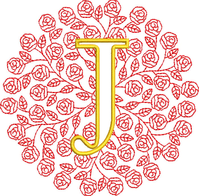 J_RoseMono_5 | Embroidery Legacy rose monogram embroidery design