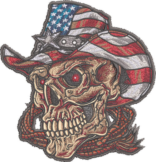 Embroidery Design: Western American Skull3 sizes