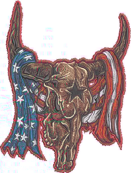 K-8097SteerSkullAmerican_L | Embroidery Legacy