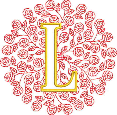rose monogram embroidery design