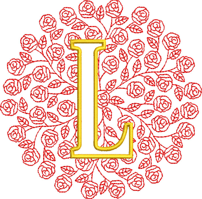 L_RoseMono_5 | Embroidery Legacy rose monogram embroidery design
