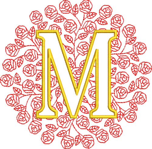 rose monogram embroidery design
