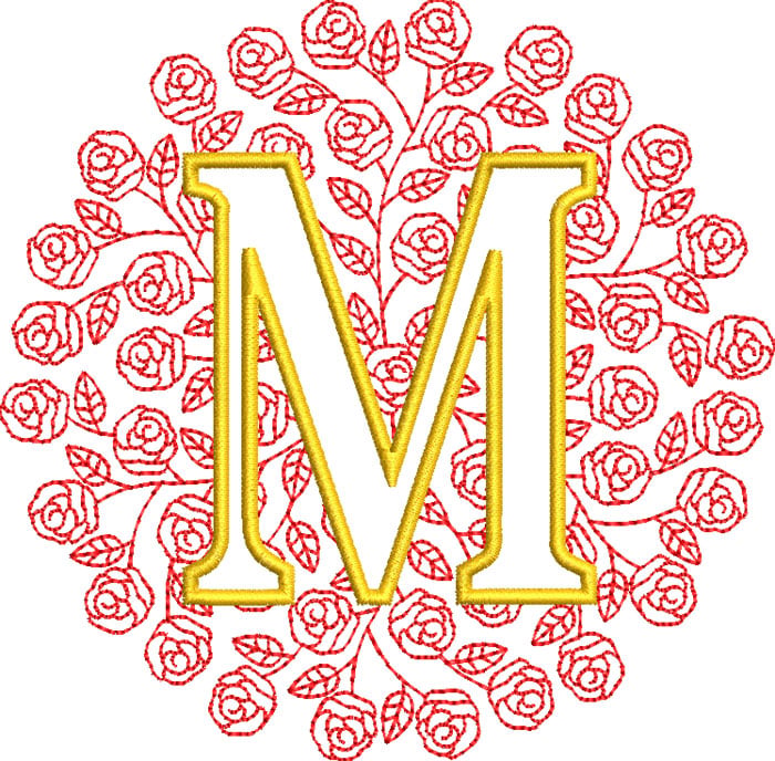 M_RoseMono_5 | Embroidery Legacy rose monogram embroidery design