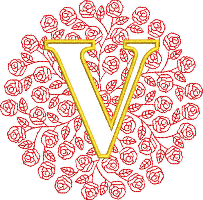 V_RoseMono_5 | Embroidery Legacy rose monogram embroidery design