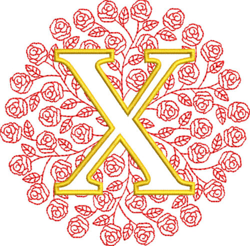rose monogram embroidery design