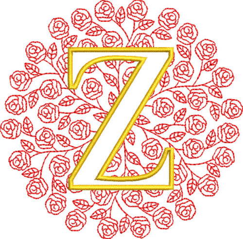 Embroidery Design: Rose Monogram Z 3 sizes