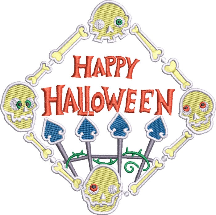 HappyHalloween_04 | Embroidery Legacy Happy Halloween skulls embroidery design