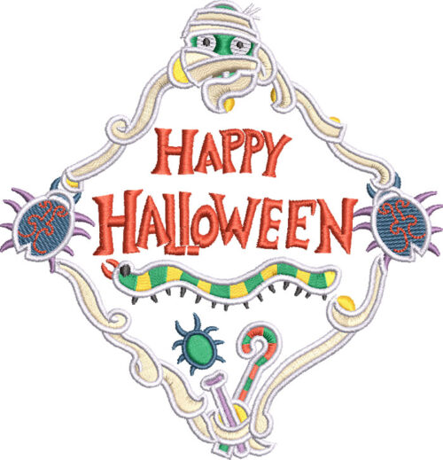 Embroidery Design: Happy Halloween Mummy