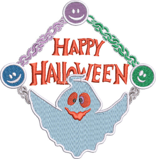 Embroidery Design: Happy Halloween Ghost