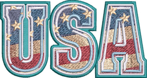 Embroidery Design: USA Flag Type 3 sizes