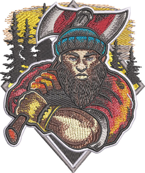 Embroidery Design: Lumberjack Mascot 3 sizes