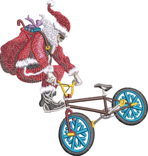 BMX Santa embroidery design