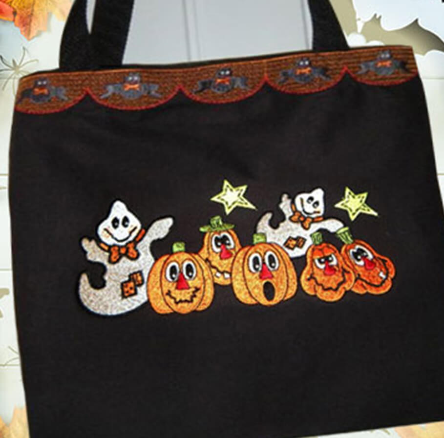Easy DIY Halloween Trick or Treat Bag -Machine Embroidery