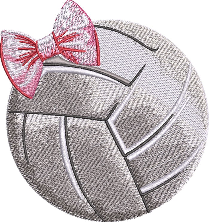 F-5187VolleyBallBow_L | Embroidery Legacy volley ball bow embroidery design