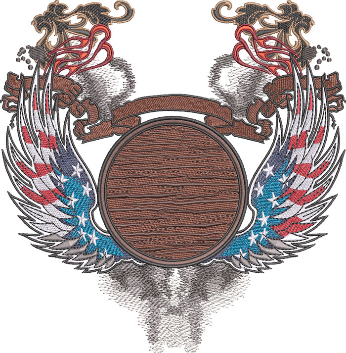 K-8015CrestwithFlagWings_L | Embroidery Legacy