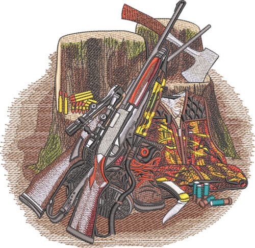 Hunting gear embroidery design