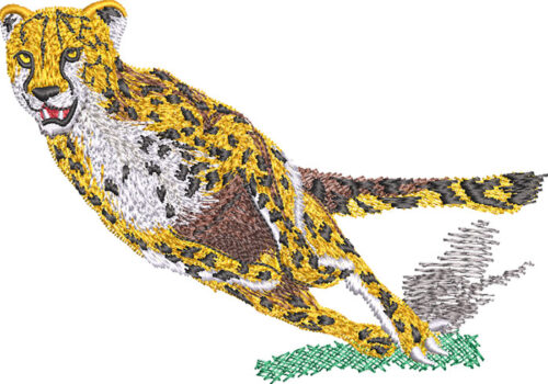 running cheetah embroidery design