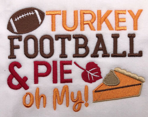 Embroidery Design: Turkey Football Pie