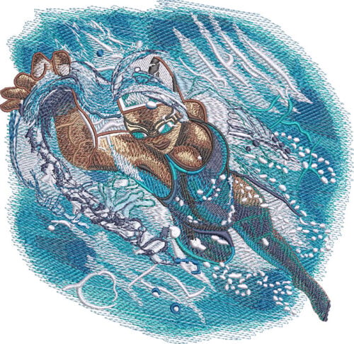 Embroidery Design: Swimmer Female 3 sizes