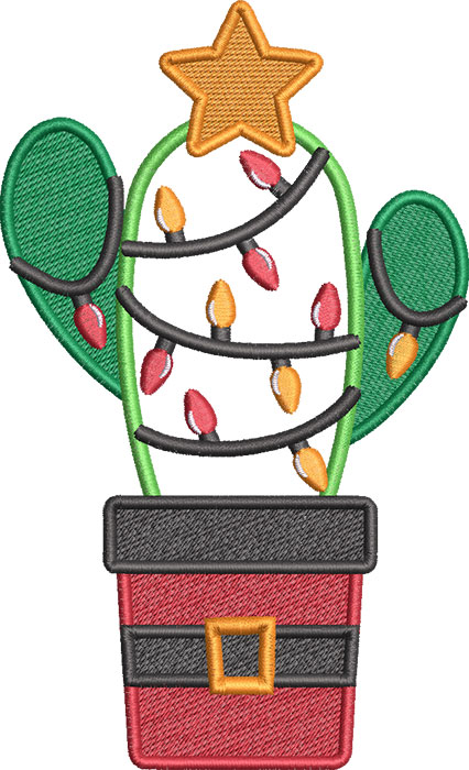 Embroidery Design: Christmas Cactus Applique 3