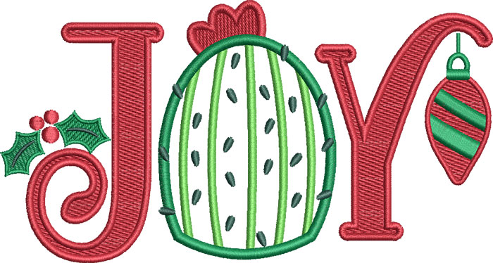 SDC_Applic-JoyCactus | Embroidery Legacy Joy Christmas Cactus applique embroidery design
