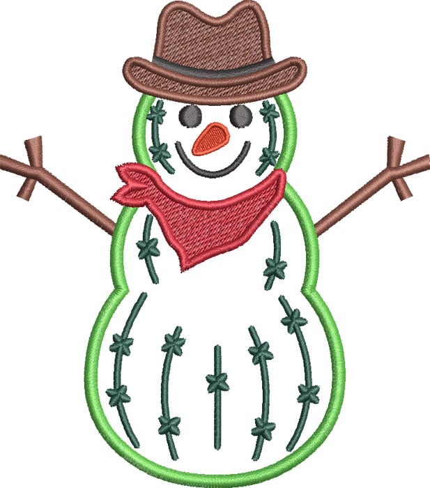 SDC_ApplicCactusSnowman | Embroidery Legacy Christmas Cactus Snowman applique embroidery design