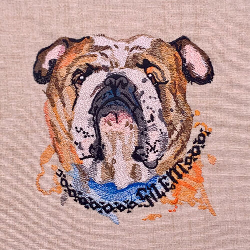 dog buddies bulldog embroidery design