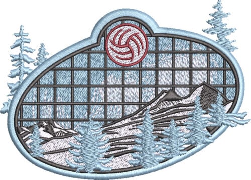 Embroidery Design: Mountain Volleyball 3 sizes