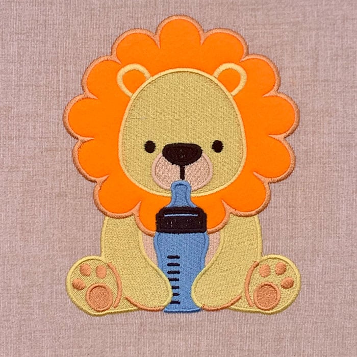 SDB_LionBottle | Embroidery Legacy Lion with bottle applique embroidery design