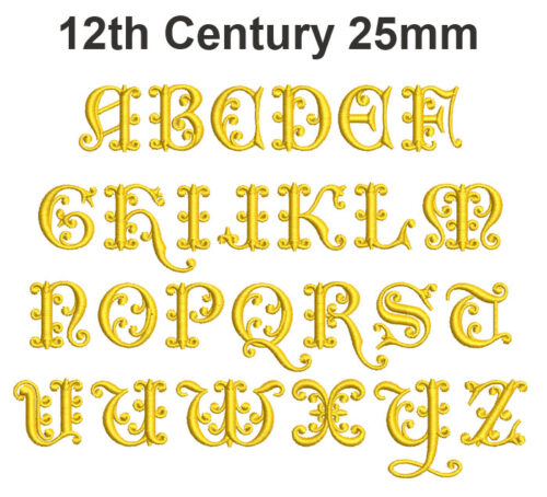 12th century 25mm ESA Embroidery Font