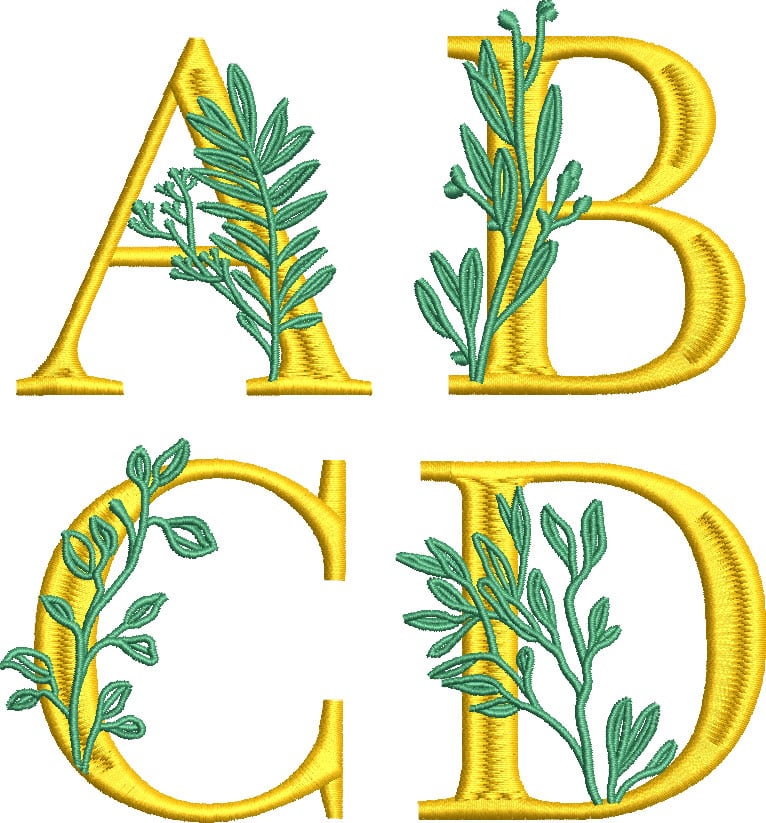 FloraBudsMono60mm_1 | Embroidery Legacy Flora Buds monogram esa font