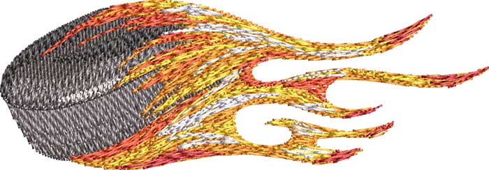 B-1876PuckonFire_L | Embroidery Legacy puck on fire embroidery design