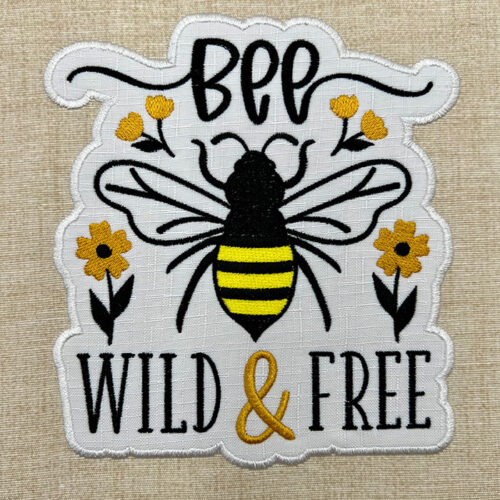 bee wild and free embroidery design