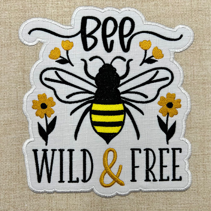 bee wild and free embroidery design