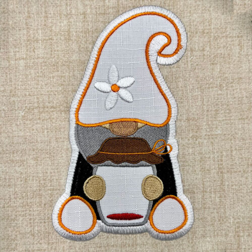 gnome with honey pot embroidery design