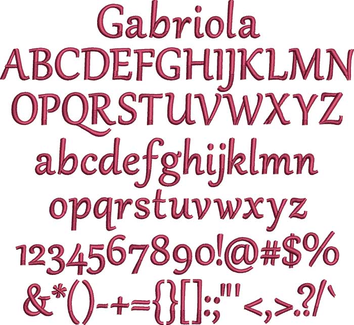 Gabriola | Embroidery Legacy Gabriola BX embroidery font